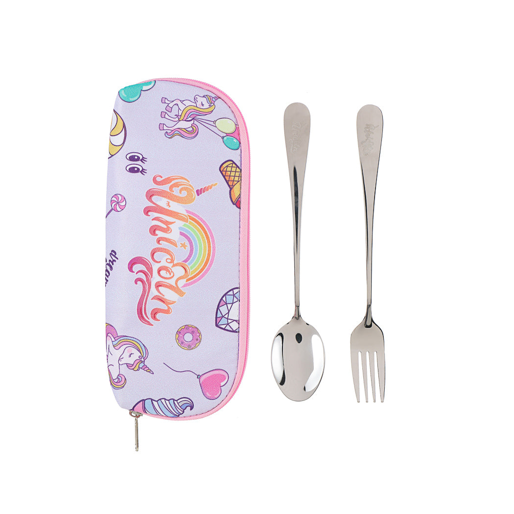 Unicorn Dream Flatware Set with Cloth Bag (Spoon + Fork)