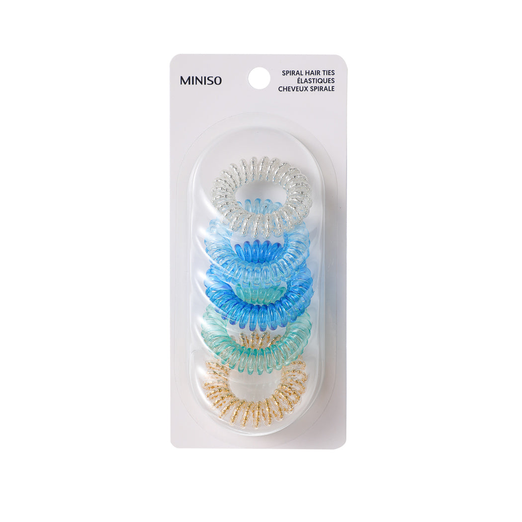 Solid Color Beaded Spiral Hair Tie (5 pcs, 4.0 cm in Diameter)