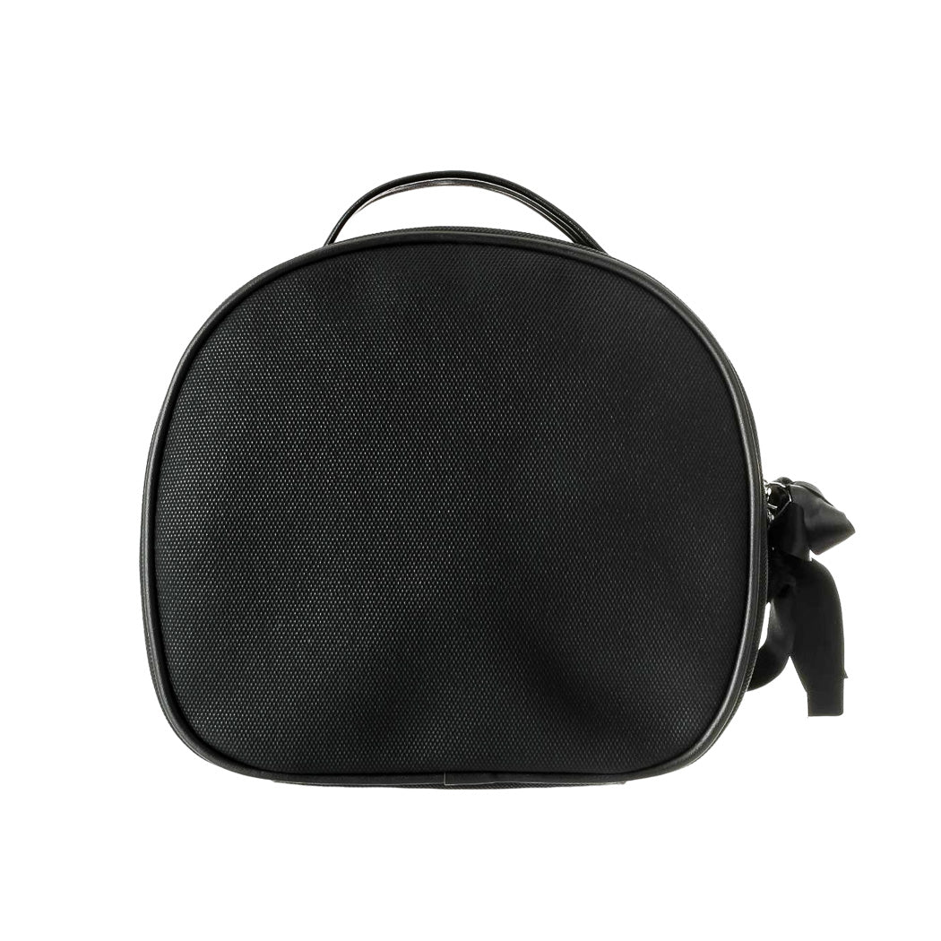 Portable Semicircle Cosmetic Bag with Ribbon Bow (L)(Black)