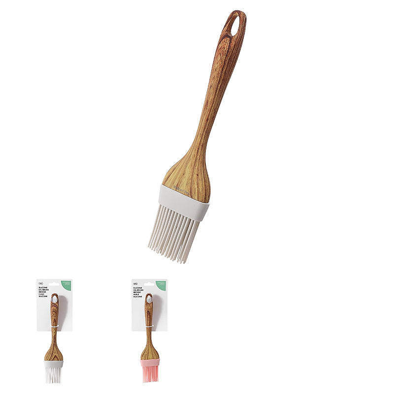 Silicone Oil Brush (grey or pink with wooden handle)