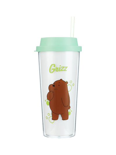 We Bare Bears Double-layer Straw Bottle 550ml(Grizzly)