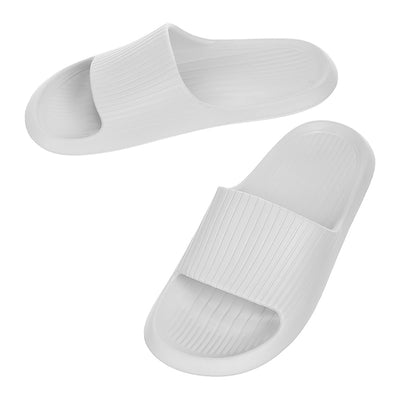 Men's Striped Soft Sole Bathroom Slippers (Light Grey,43-44)