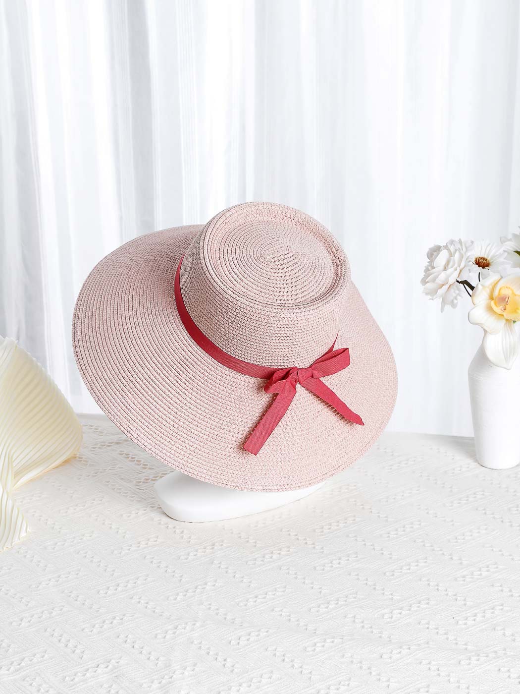 Happy Vacation Elegant Straw Hat For Women(Pink)