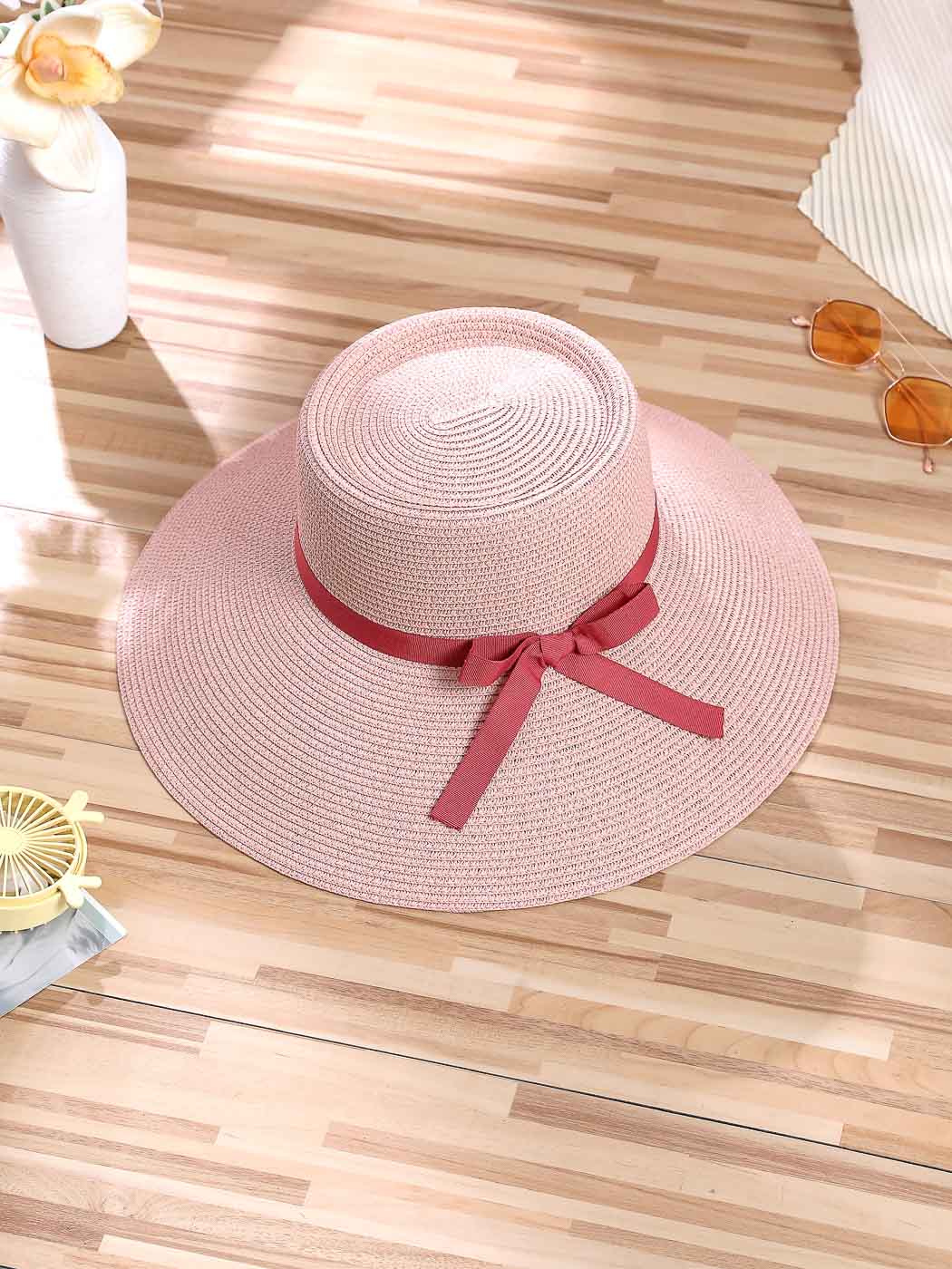 Happy Vacation Elegant Straw Hat For Women(Pink)