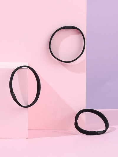 Black Rubber Band with Wide & Flat Stripe 8pcs