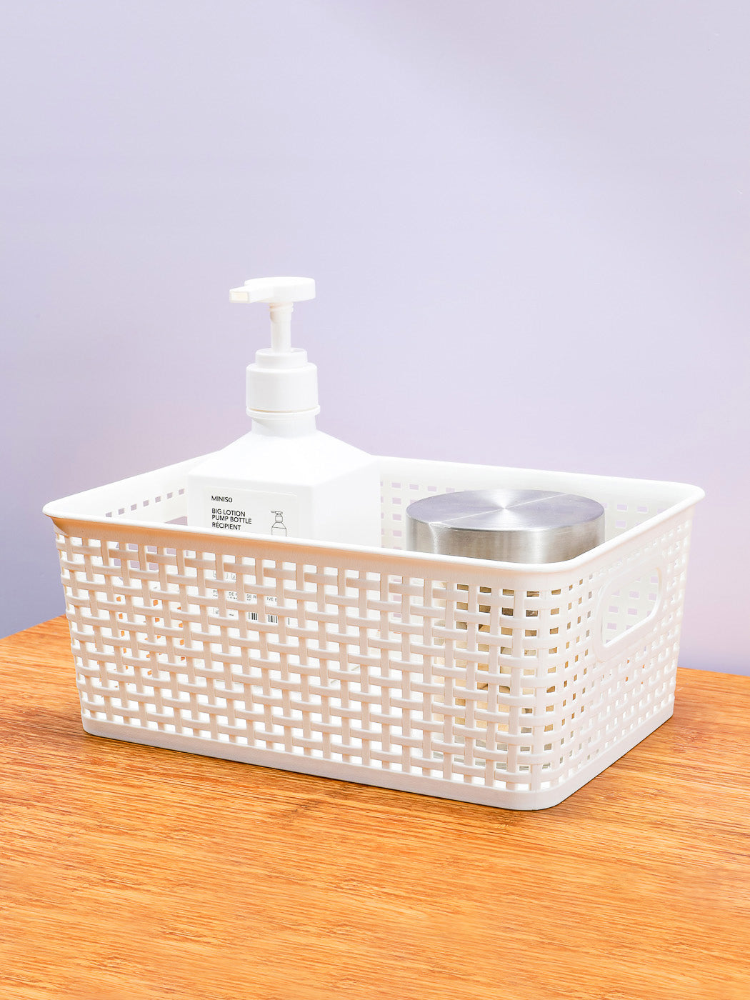 Plaid Storage Basket with Cover (M)