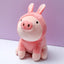 Sitting Piglet Plush Toy with Rabbit Hoodie