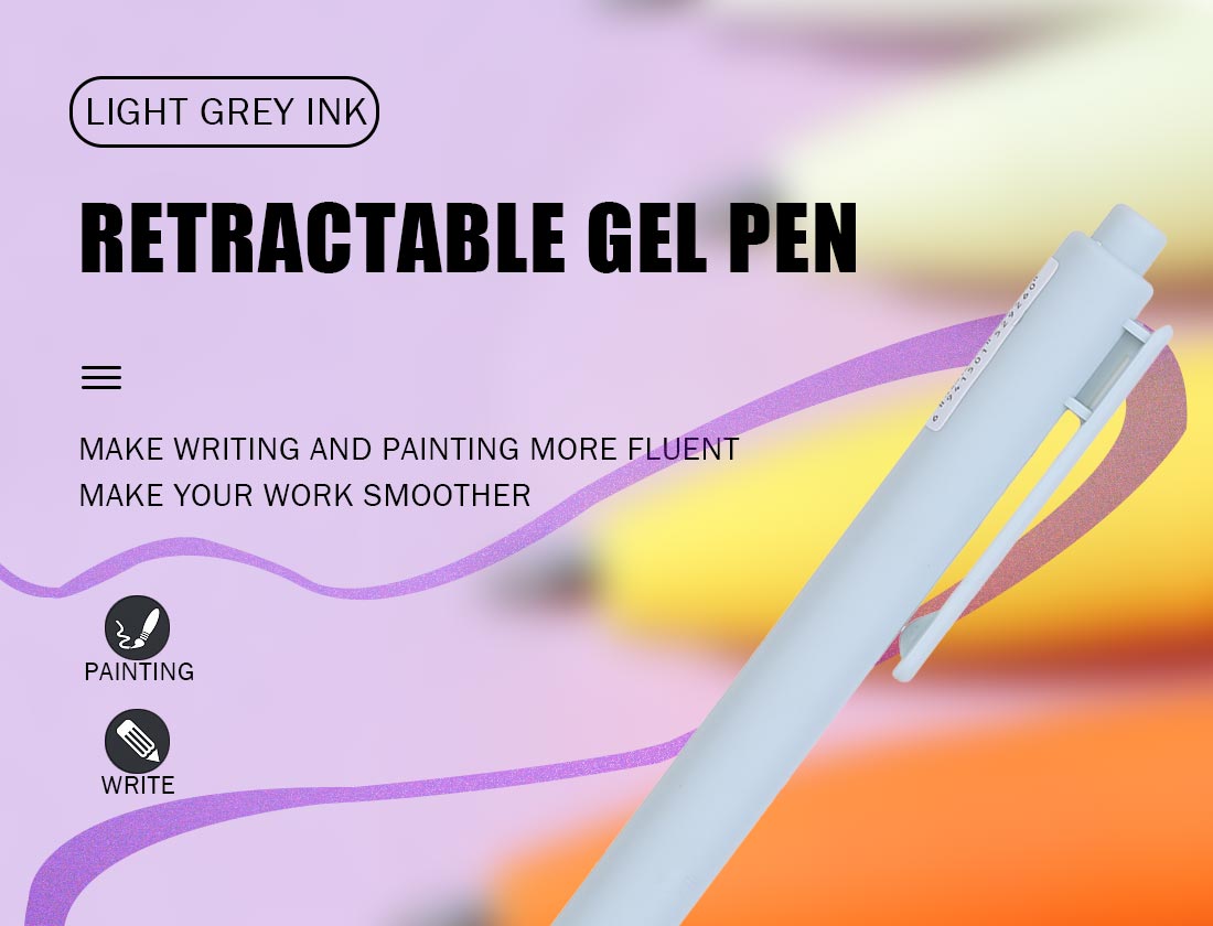 Retractable Gel Pen 0.7mm (Haze Barrel, Light Grey