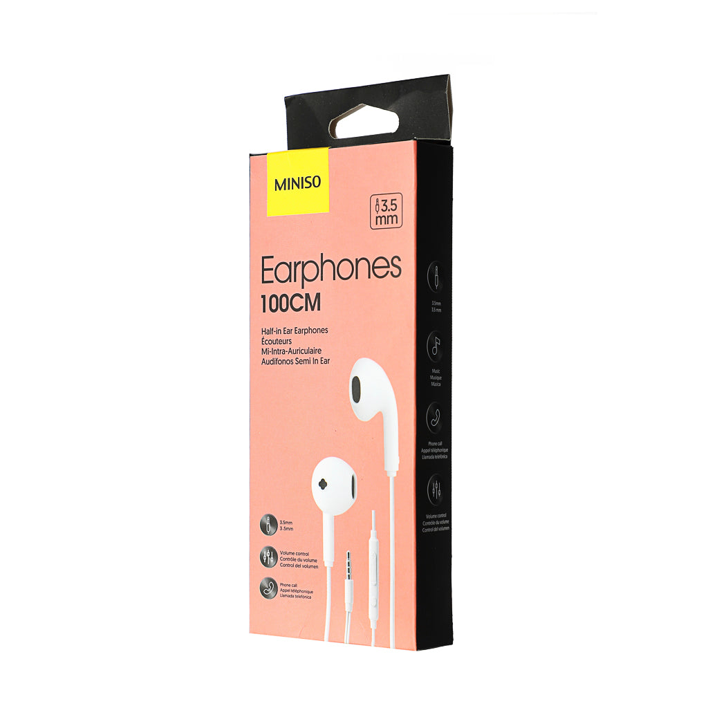 Classic Half-in Ear Earphones for Music  Model: HF230 (White)