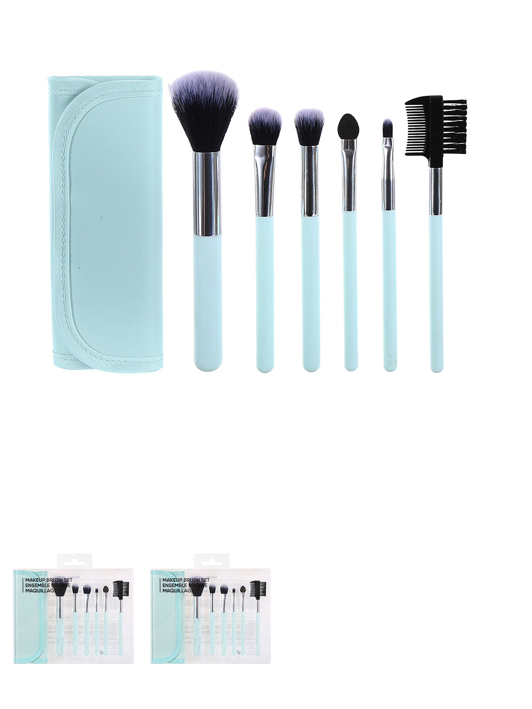 Makeup brush set,pale turquoise