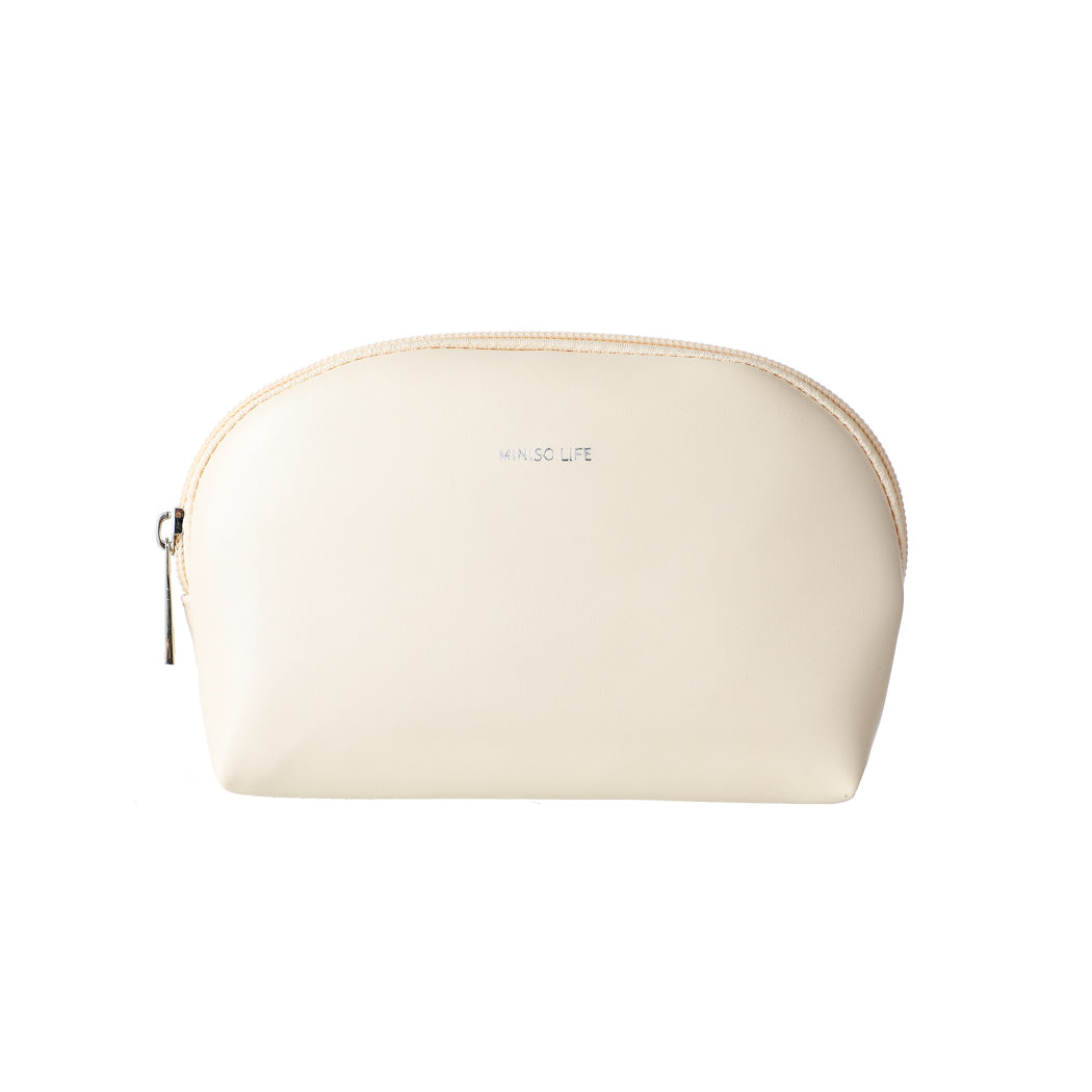 Minimalist Half Moon Solid Color Cosmetic Bag(Off White)