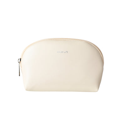 Minimalist Half Moon Solid Color Cosmetic Bag(Off White)