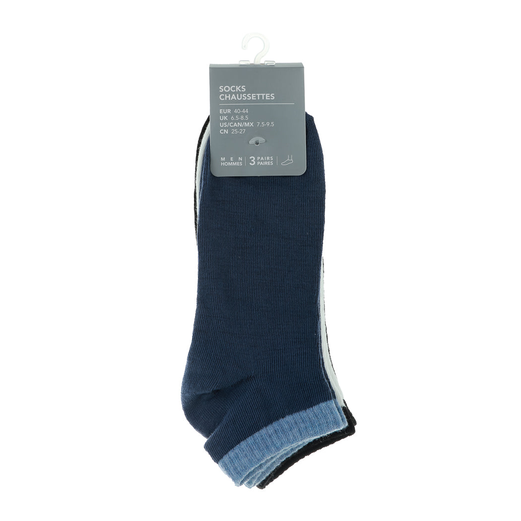 Classic Contrast Color Odor Control Men's Ankle Socks 3 Pairs (Versatile Colors)