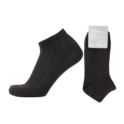 Breathable Mesh Men's Ankle Socks 3 Pairs (Black)