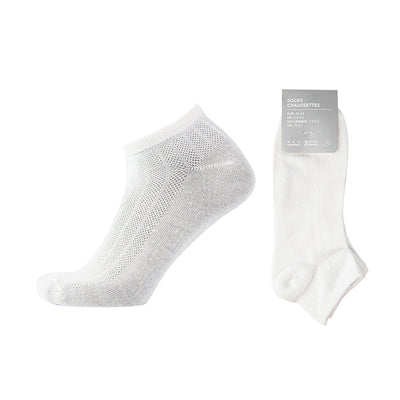 Breathable Mesh Men's Ankle Socks 3 Pairs (White)