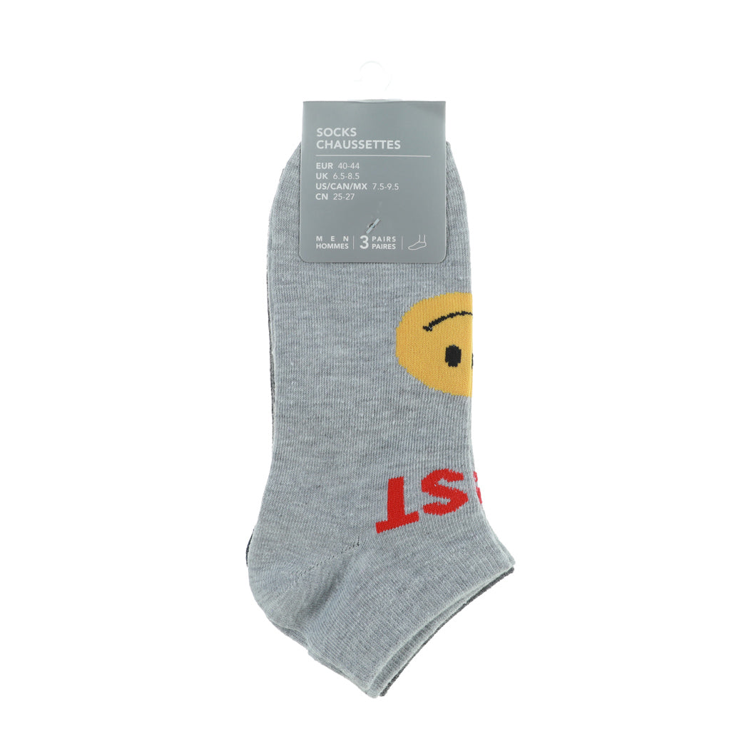 Smile Series Men's Ankle Socks (3 Pairs)(Basic Colors)