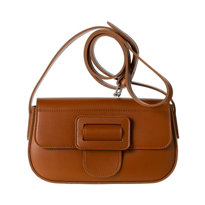 Crossbody Bag with Cool Buckle (Brown)