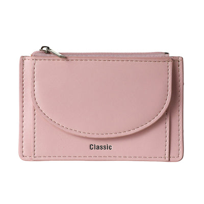 Semicircle Top Zip Card Wallet(Pink)