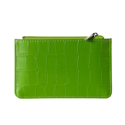 Crocodile Print Top Zip Card Wallet(Green)