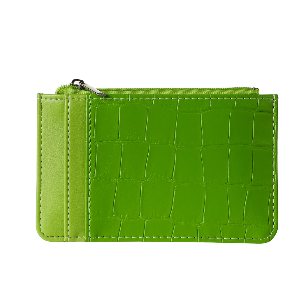 Crocodile Print Top Zip Card Wallet(Green)