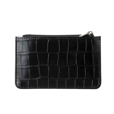 Crocodile Print Top Zip Card Wallet(Black)