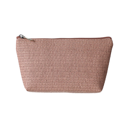 Solid Color Trapezoid Woven Cosmetic Bag(Pink)