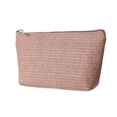 Solid Color Trapezoid Woven Cosmetic Bag(Pink)