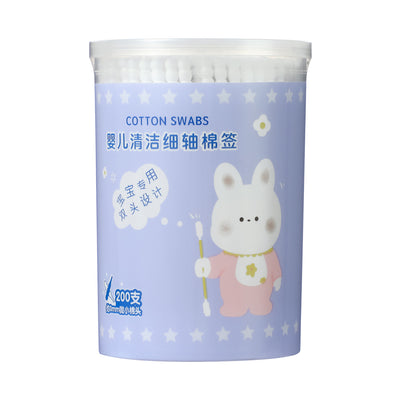 Miniso Extra Slim Cotton Swabs for Infants (Spiral Heads, 200 Pcs)