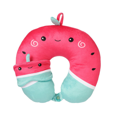 Fruit Series U Shaped Neck Pillow with Sleep Mask(Watermelon)