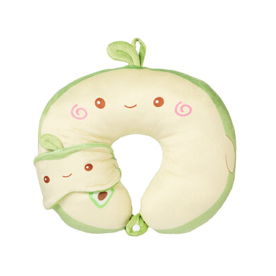 Fruit Series U Shaped Neck Pillow with Sleep Mask(Avocado)