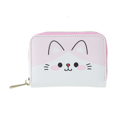 Animal Faces Collection Zip Around Coin Purse (Light Pink)