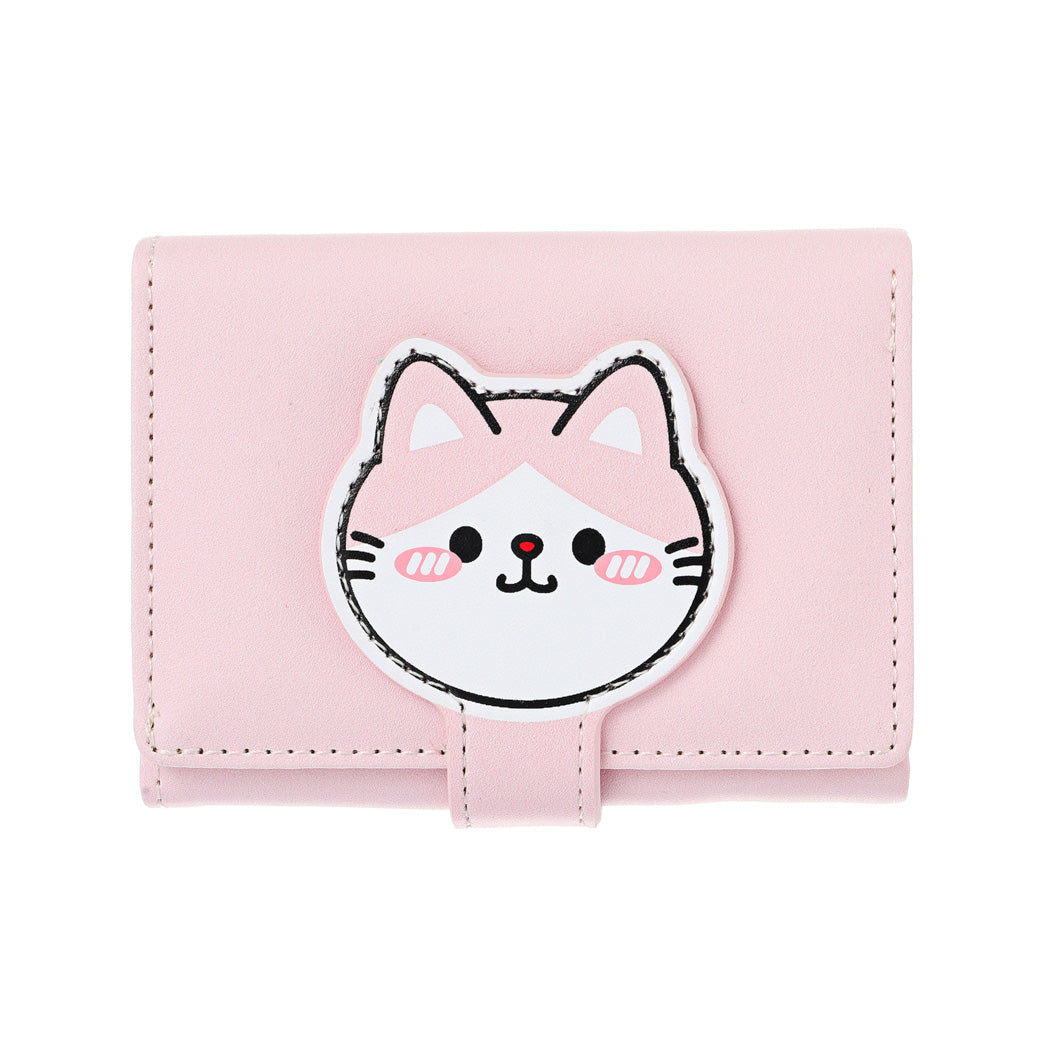 Animal Faces Collection Women's Short Trifold Wallet (Light Pink)