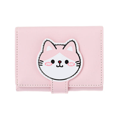 Animal Faces Collection Women's Short Trifold Wallet (Light Pink)