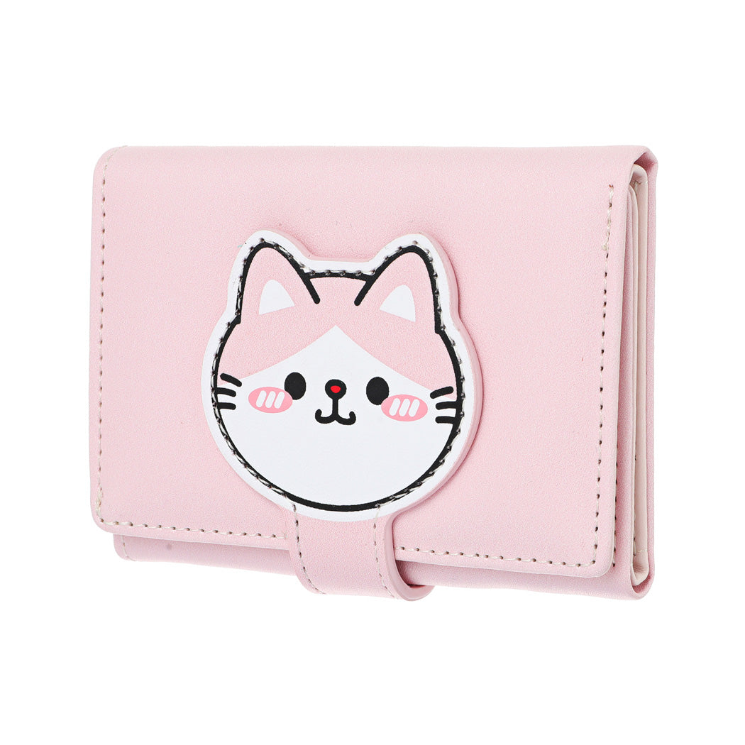 Animal Faces Collection Women's Short Trifold Wallet (Light Pink)