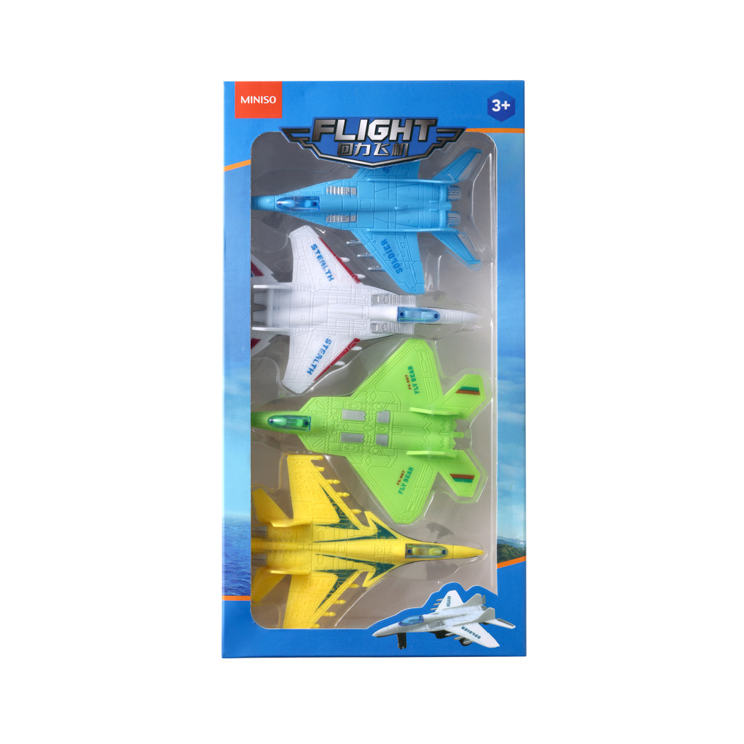 4-Piece Plastic Pull Back Airplane Set