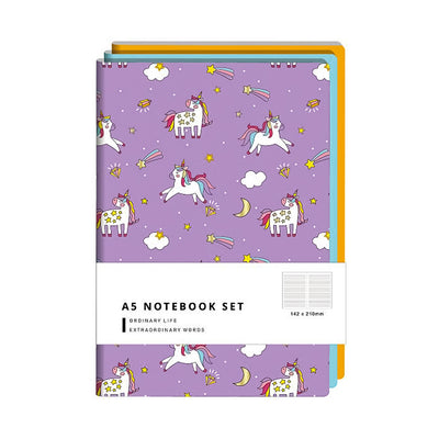 Unicorn Series A5 Stitch-bound Book (3*28 Sheets)(Ruled Paper)