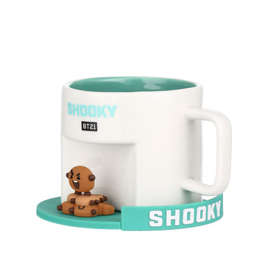 BT21 Collection Cartoon Ceramic Cup with Coaster (450mL)(SHOOKY)