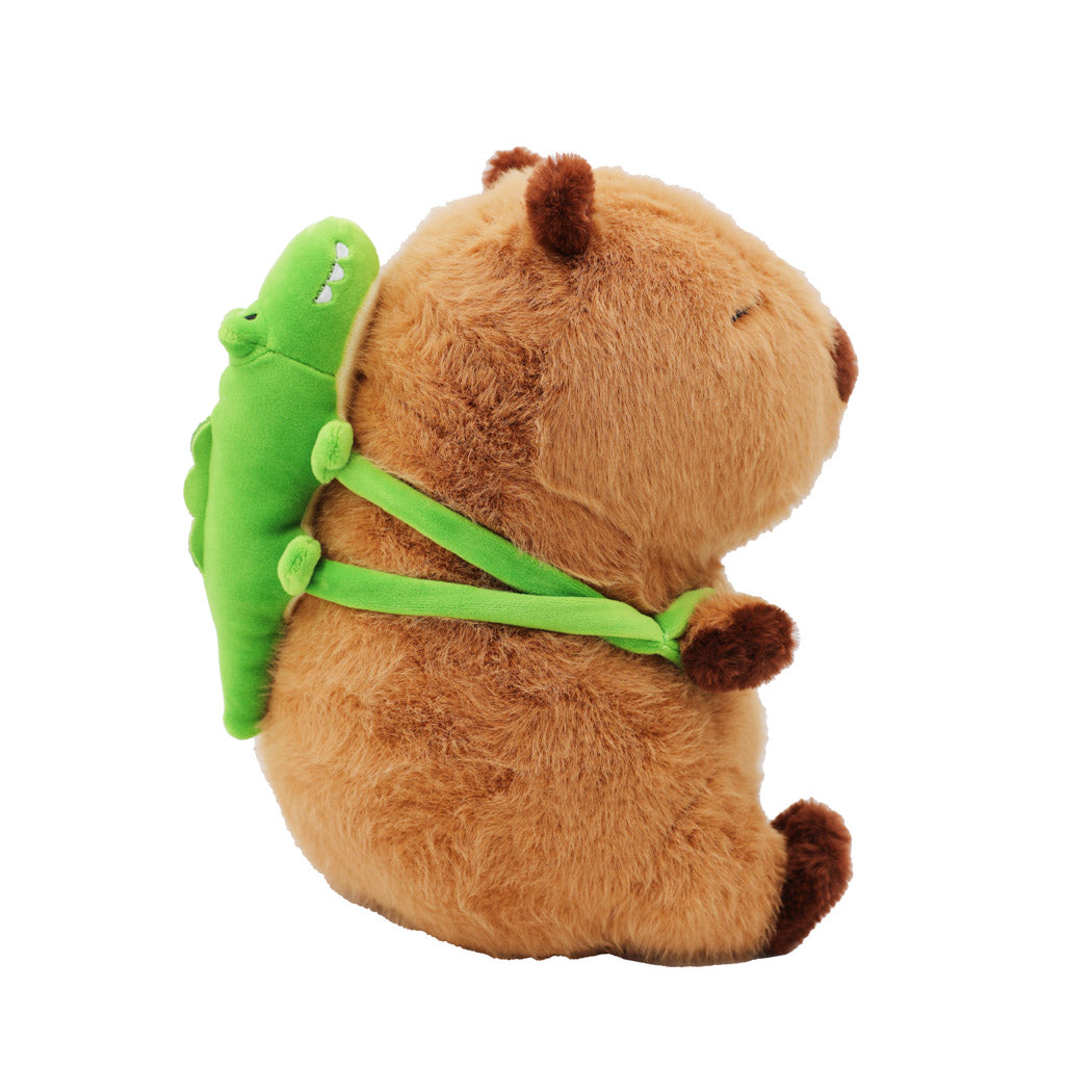 Capybara Collection-Sitting Plush Toy(Carrying Crocodile)