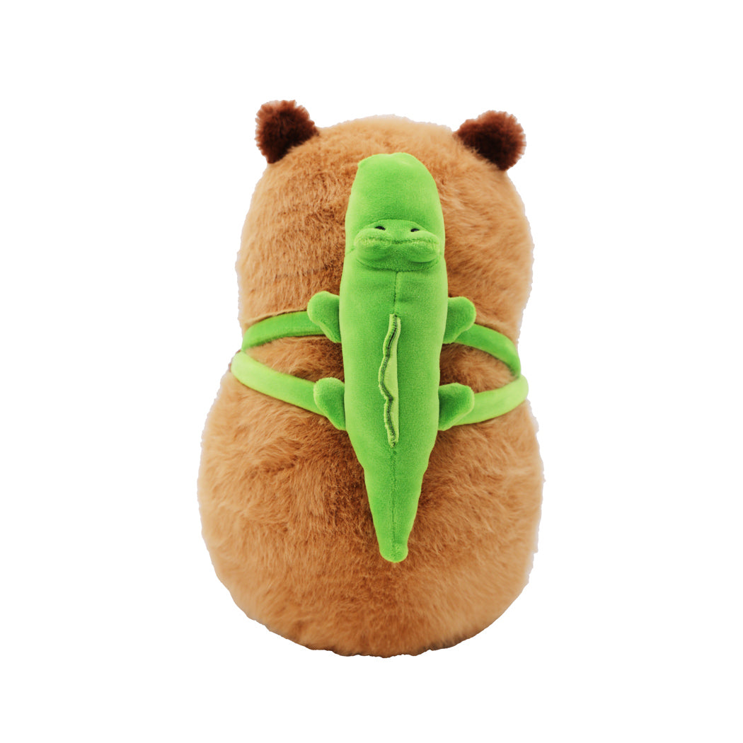 Capybara Collection-Sitting Plush Toy(Carrying Crocodile)