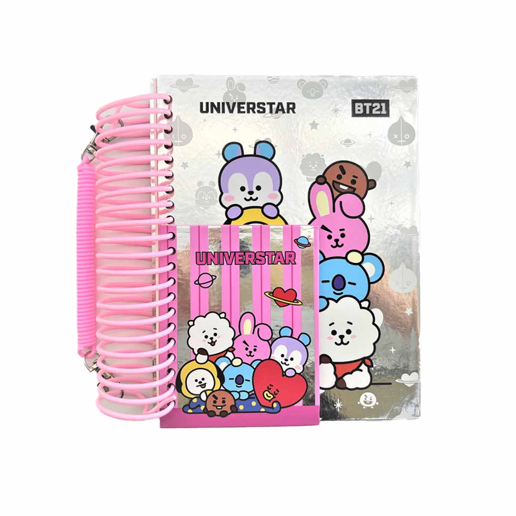 BT21 Collection A5 Holographic Big Wire-bound Book 80 Sheets & Note Pad 20 Sheets