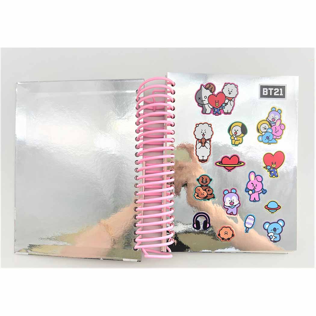 BT21 Collection A5 Holographic Big Wire-bound Book 80 Sheets & Note Pad 20 Sheets