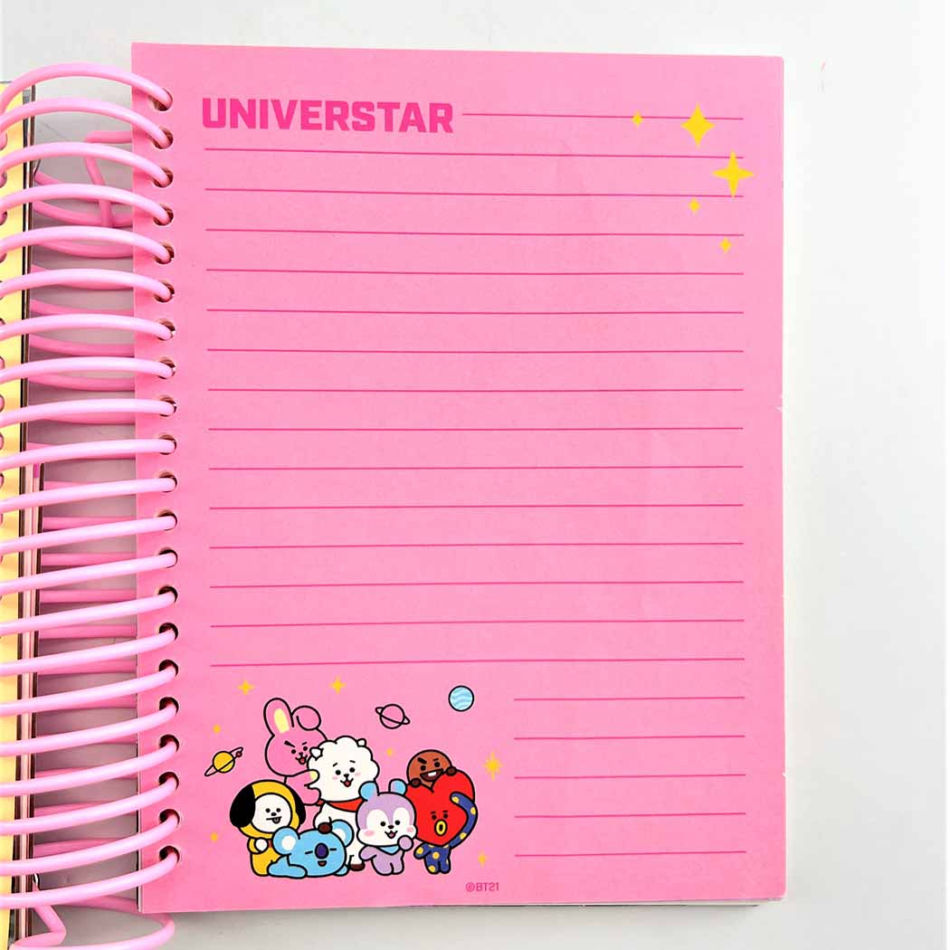 BT21 Collection A5 Holographic Big Wire-bound Book 80 Sheets & Note Pad 20 Sheets