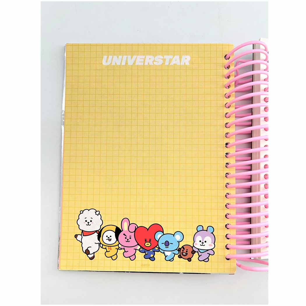 BT21 Collection A5 Holographic Big Wire-bound Book 80 Sheets & Note Pad 20 Sheets