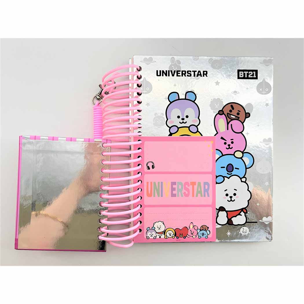 BT21 Collection A5 Holographic Big Wire-bound Book 80 Sheets & Note Pad 20 Sheets