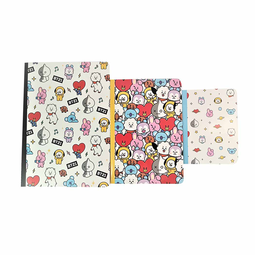 BT21 Collection Stitch-bound Book Set (B5 28 Sheets + A5 28 Sheets + A6 28 Sheets)