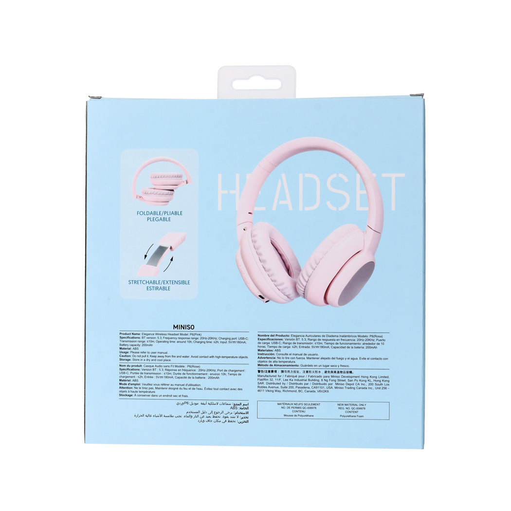 Elegance Wireless Headset  Model: P6(Pink)