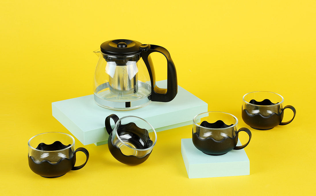 Simple 4+1 Tea Set (Black)