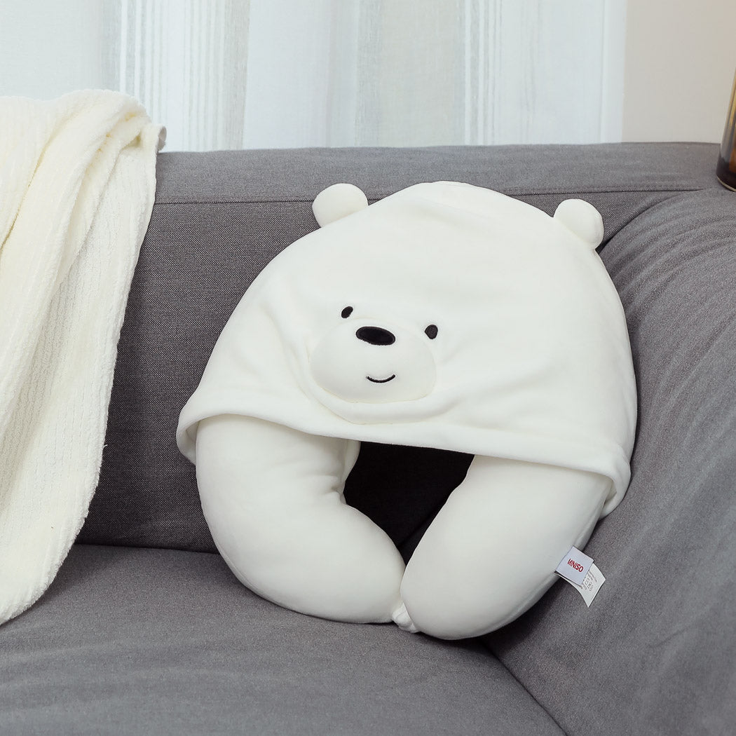 We Bare Bears U shaped Pillow with Hood Ice Bear Miniso