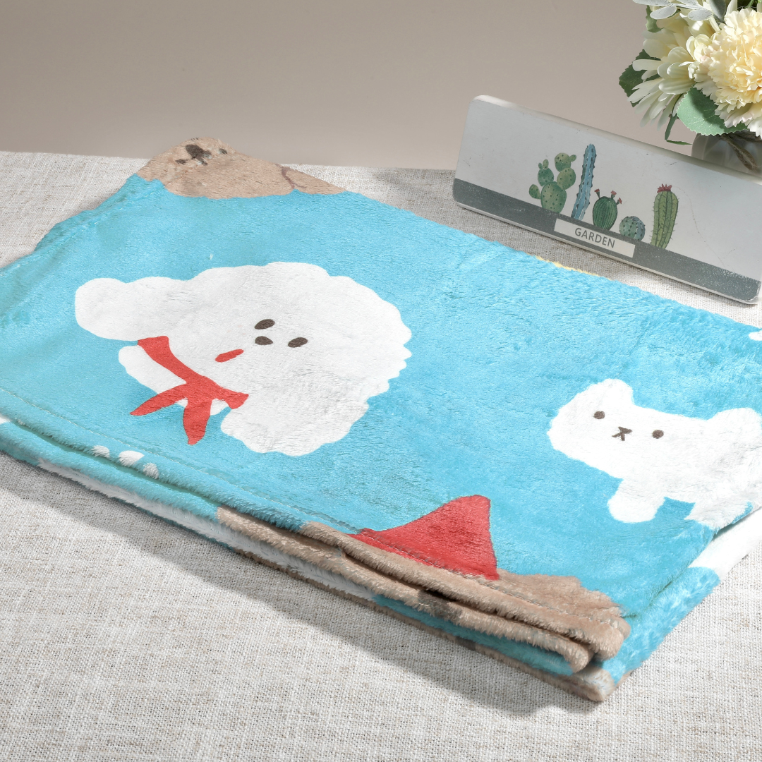 Puppy Series Printed Blanket (Blue)