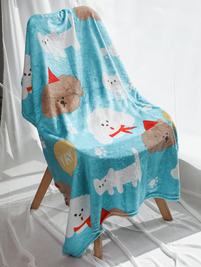 Puppy Series Printed Blanket (Blue)